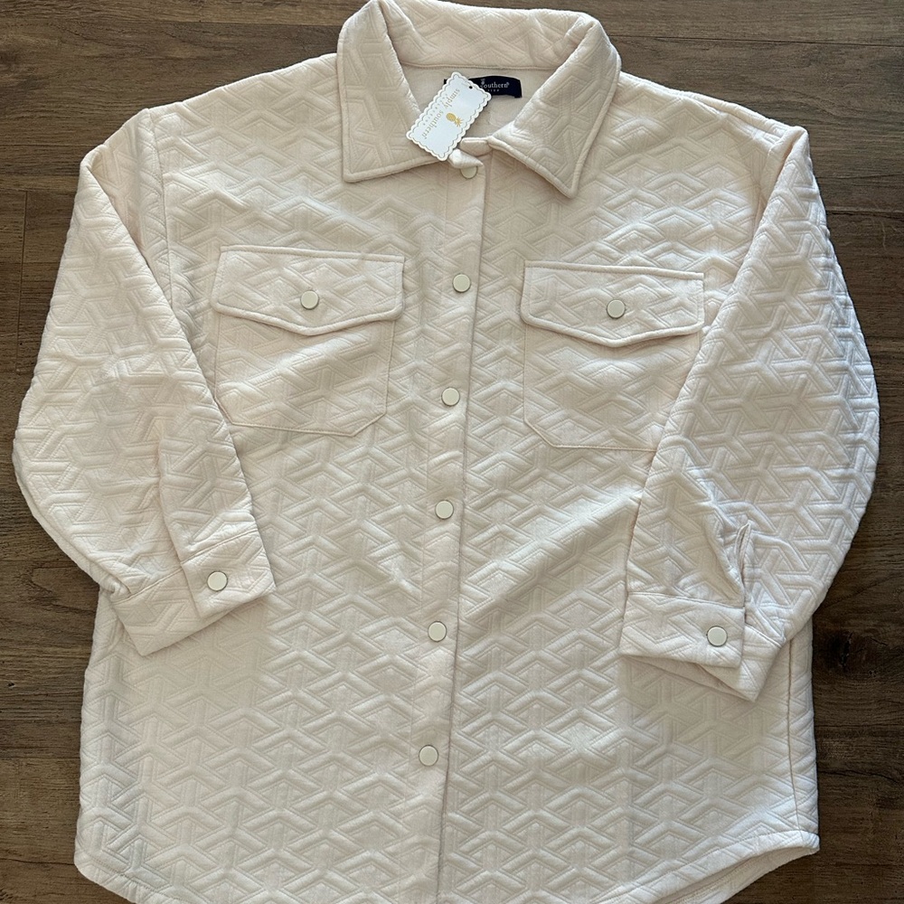 Simply Southern Cream Quilted Women's Button Down Shirt